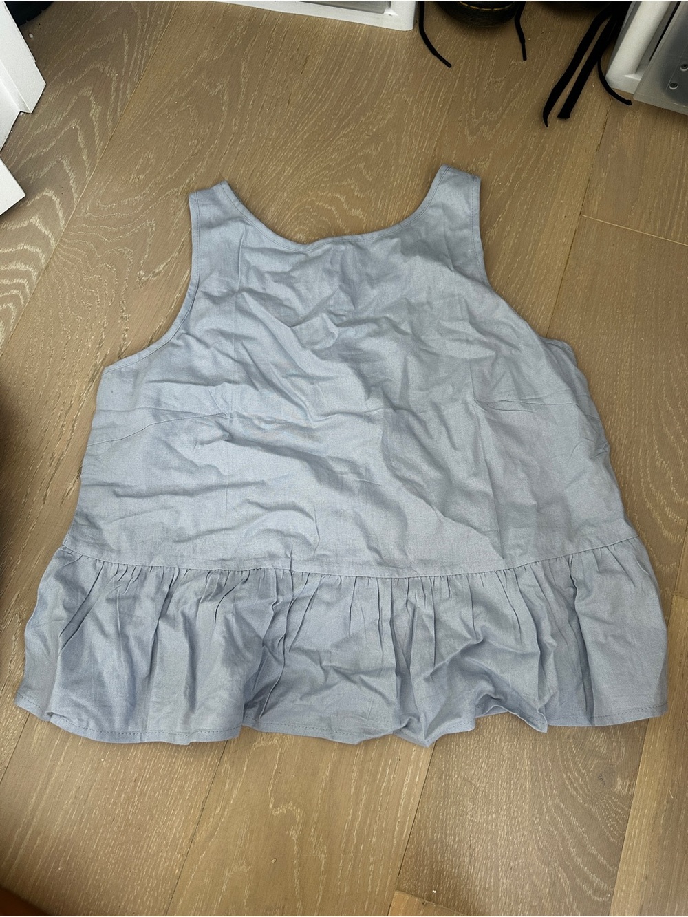 Light Blue Ruffle Hem Tank Top - Women